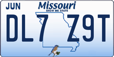 MO license plate DL7Z9T