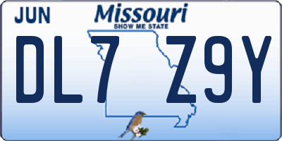 MO license plate DL7Z9Y