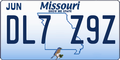 MO license plate DL7Z9Z