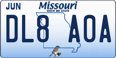 MO license plate DL8A0A