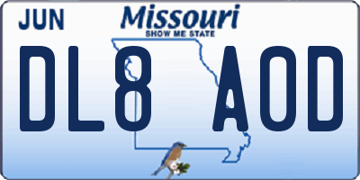 MO license plate DL8A0D