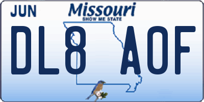 MO license plate DL8A0F
