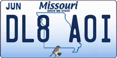 MO license plate DL8A0I