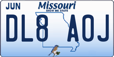 MO license plate DL8A0J