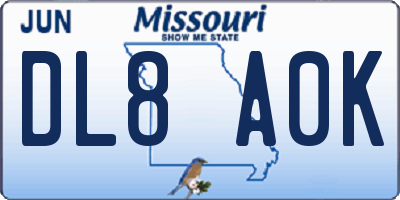 MO license plate DL8A0K
