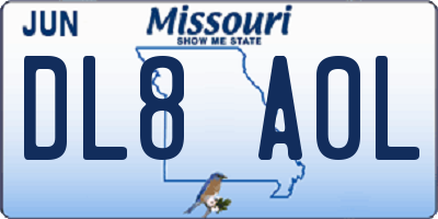 MO license plate DL8A0L