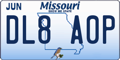 MO license plate DL8A0P