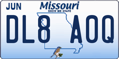 MO license plate DL8A0Q