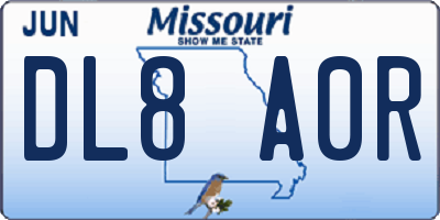 MO license plate DL8A0R