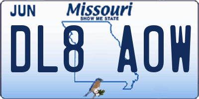 MO license plate DL8A0W