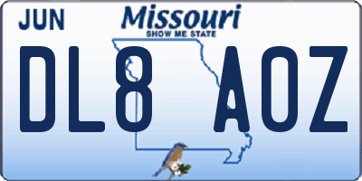 MO license plate DL8A0Z