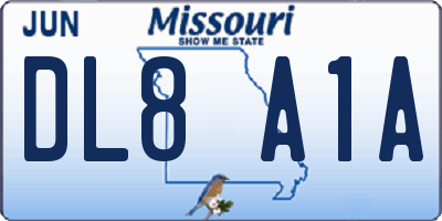 MO license plate DL8A1A