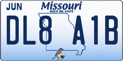 MO license plate DL8A1B