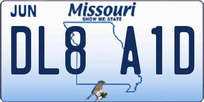 MO license plate DL8A1D