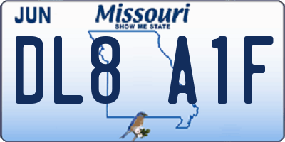 MO license plate DL8A1F