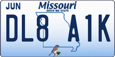 MO license plate DL8A1K