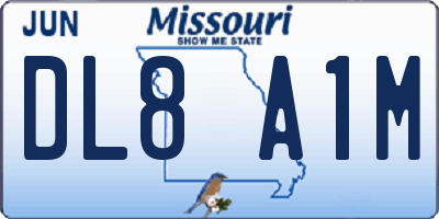 MO license plate DL8A1M