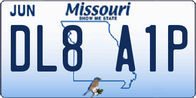 MO license plate DL8A1P