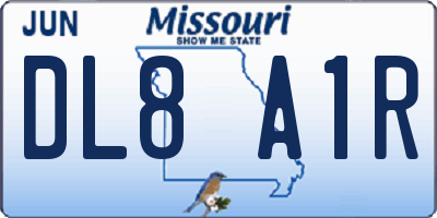 MO license plate DL8A1R