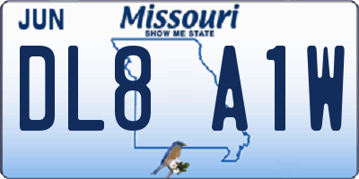 MO license plate DL8A1W