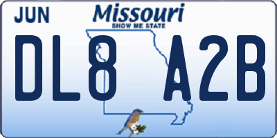 MO license plate DL8A2B