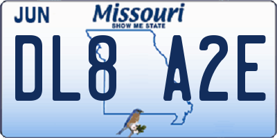 MO license plate DL8A2E