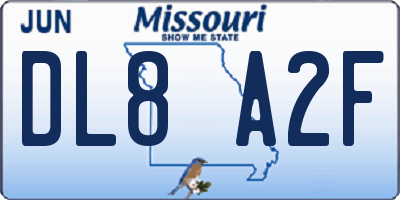 MO license plate DL8A2F