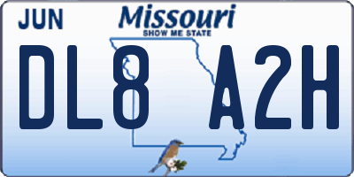 MO license plate DL8A2H