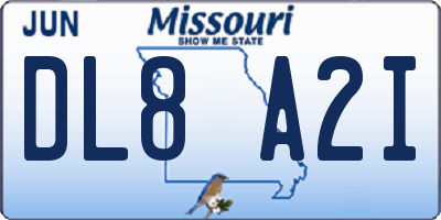 MO license plate DL8A2I