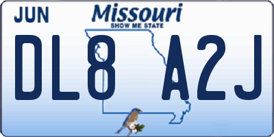 MO license plate DL8A2J
