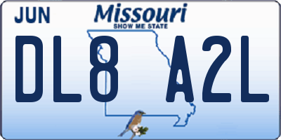 MO license plate DL8A2L