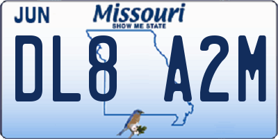 MO license plate DL8A2M