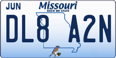 MO license plate DL8A2N
