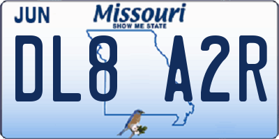 MO license plate DL8A2R