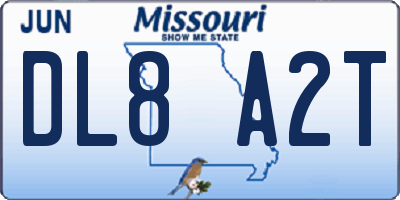 MO license plate DL8A2T