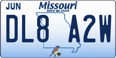 MO license plate DL8A2W