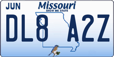 MO license plate DL8A2Z