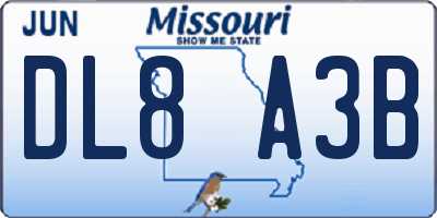 MO license plate DL8A3B