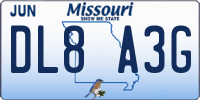 MO license plate DL8A3G