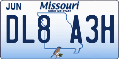 MO license plate DL8A3H