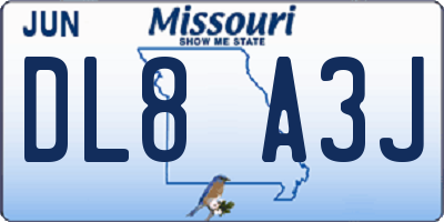 MO license plate DL8A3J