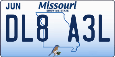 MO license plate DL8A3L