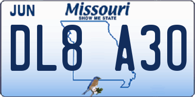 MO license plate DL8A3O
