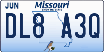 MO license plate DL8A3Q