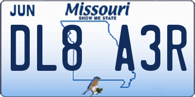 MO license plate DL8A3R
