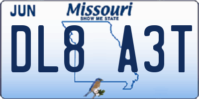MO license plate DL8A3T