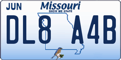 MO license plate DL8A4B