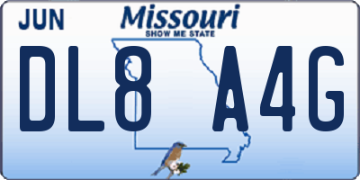 MO license plate DL8A4G