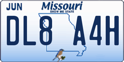 MO license plate DL8A4H