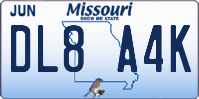 MO license plate DL8A4K